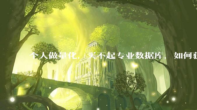 个人做量化，买不起专业数据库，如何获取 L2数据?